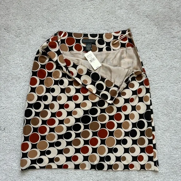 Banana Republic New Pencil 100% Silk Skirt in Black, Brown, Cream Sz 6 - Picture 4 of 7